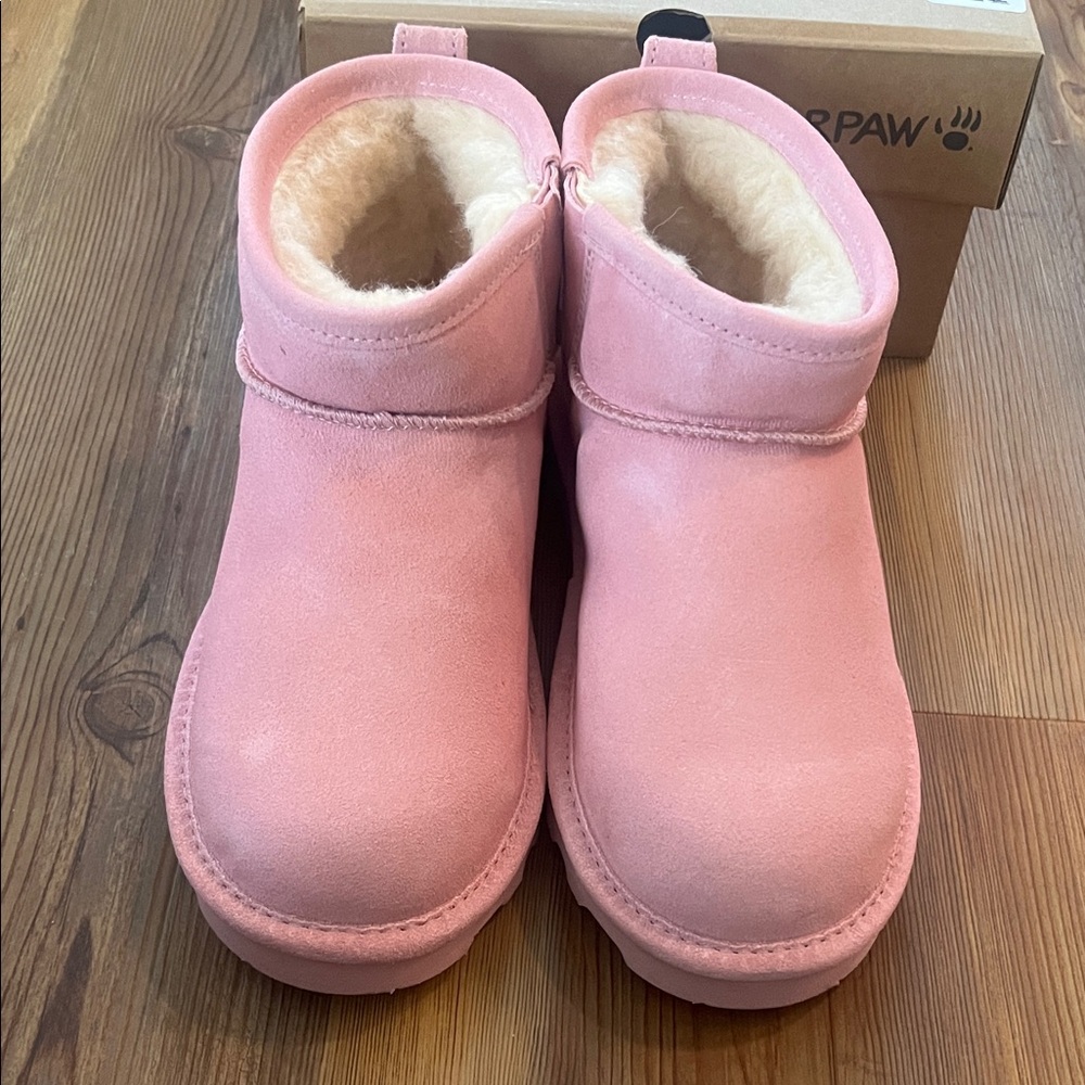 BearPaw Pink Shorty Youth Suede Ankle Boots